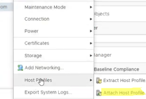 Attach host profile in vCenter