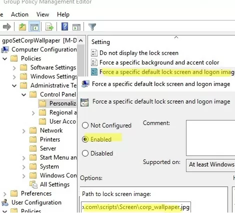 GPO: Force a specific default lock screen and logon image