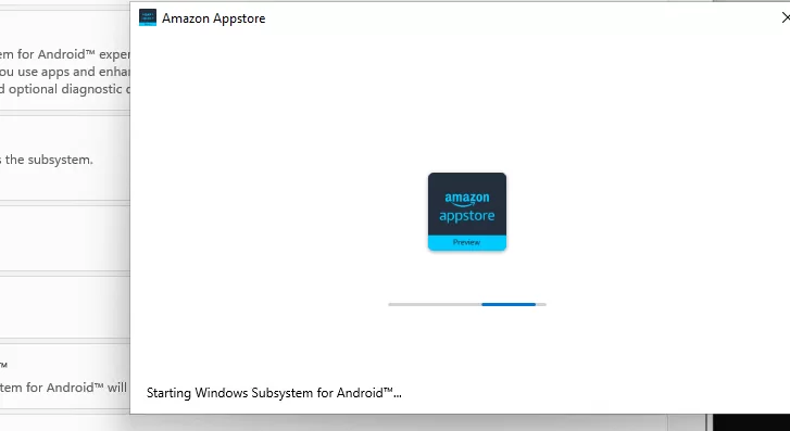 starting Windows Subsystem for Android on Windows 11
